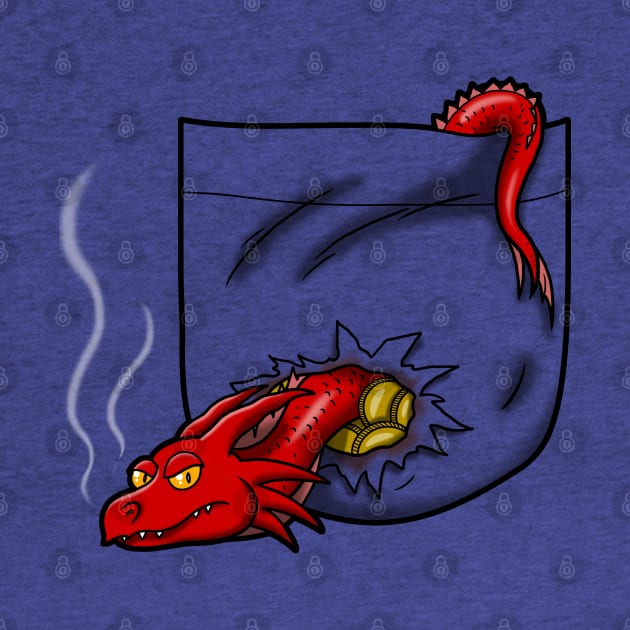 Cute Pocket Fiery Dragon Fantasy Movie Book Pocket Design Cartoon by BoggsNicolas
